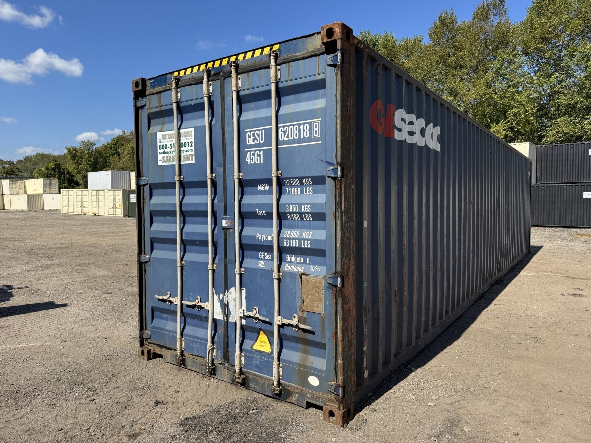 40′ x 8′ x 9.5′ Tall –Used *High Cube* Shipping / Storage Container-Wind and Watertight – BLUE - Image 3