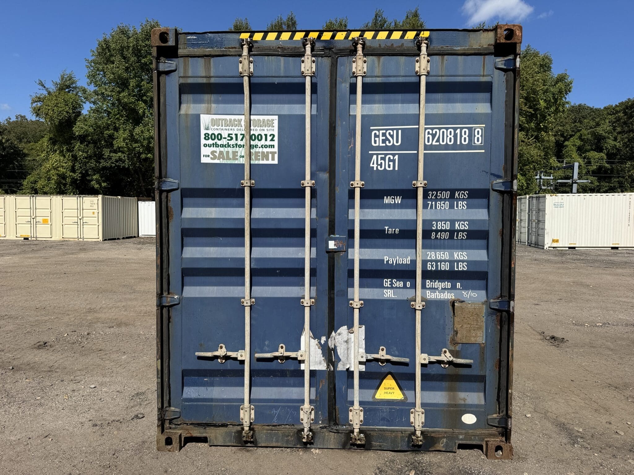 40′ x 8′ x 9.5′ Tall –Used *High Cube* Shipping / Storage Container-Wind and Watertight – BLUE